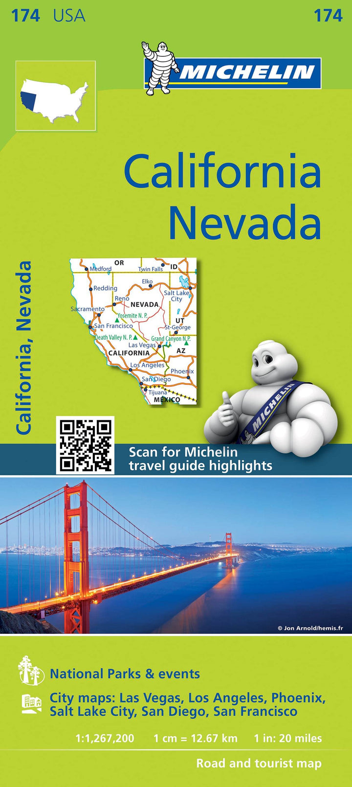 Carte routière n° 174 - Californie & Nevada (USA) | Michelin carte pliée Michelin 