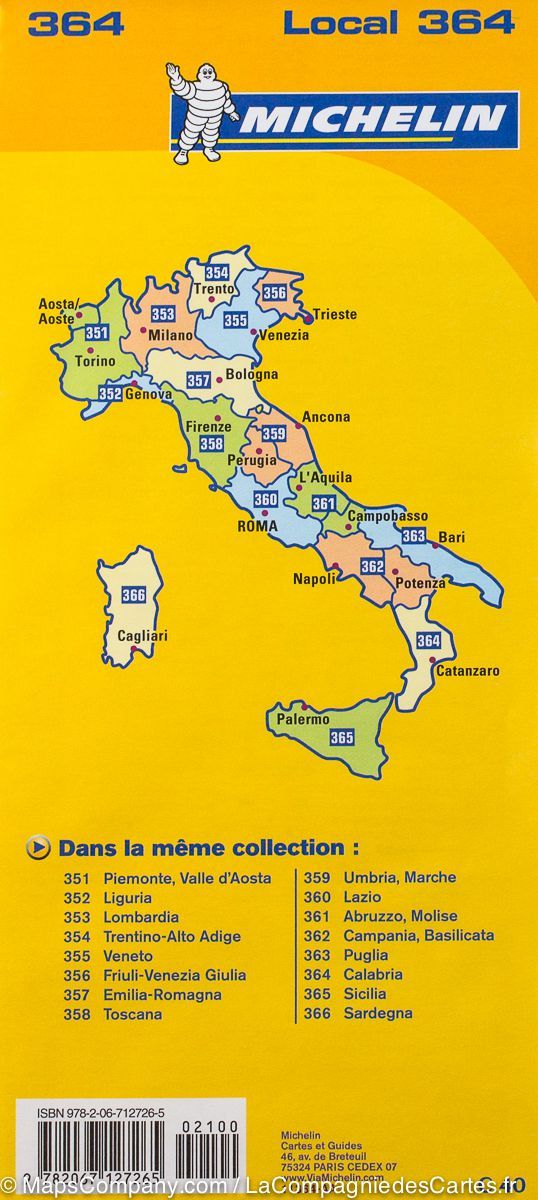 Carte routière n° 364 - Calabre (sud de l'Italie) | Michelin carte pliée Michelin 