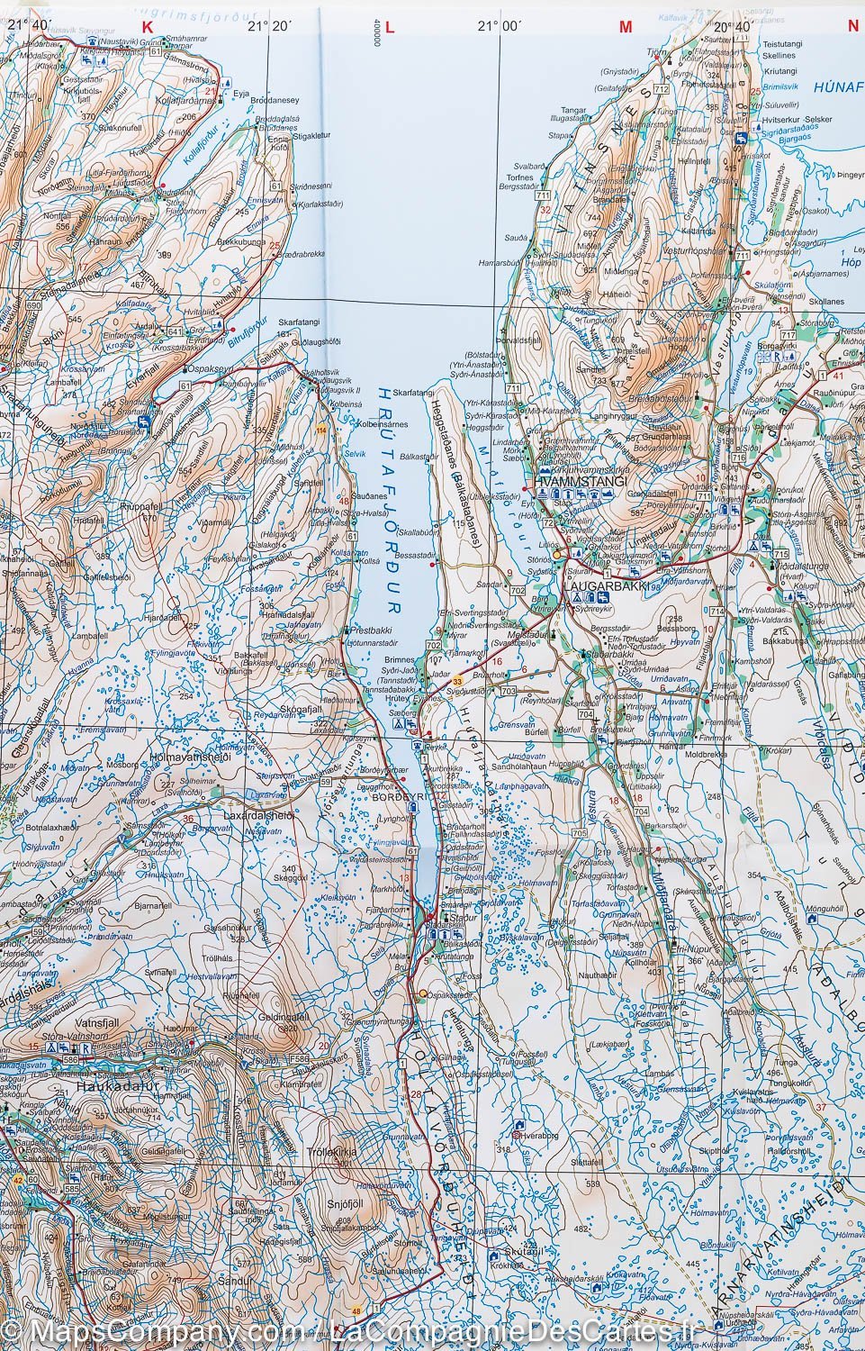 Carte routière de l'Islande centrale - Haut Pays # 5 | Ferdakort - La Compagnie des Cartes