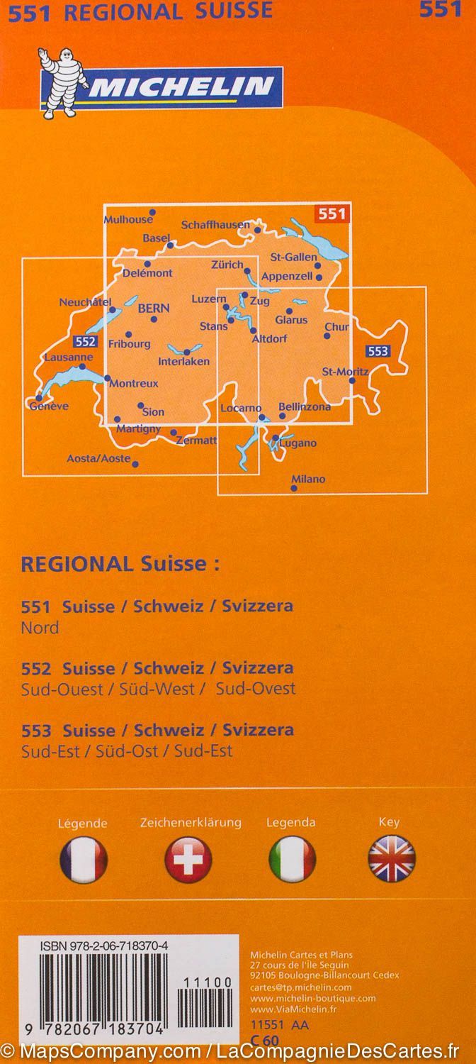 Carte routière de la Suisse Nord | Michelin - La Compagnie des Cartes