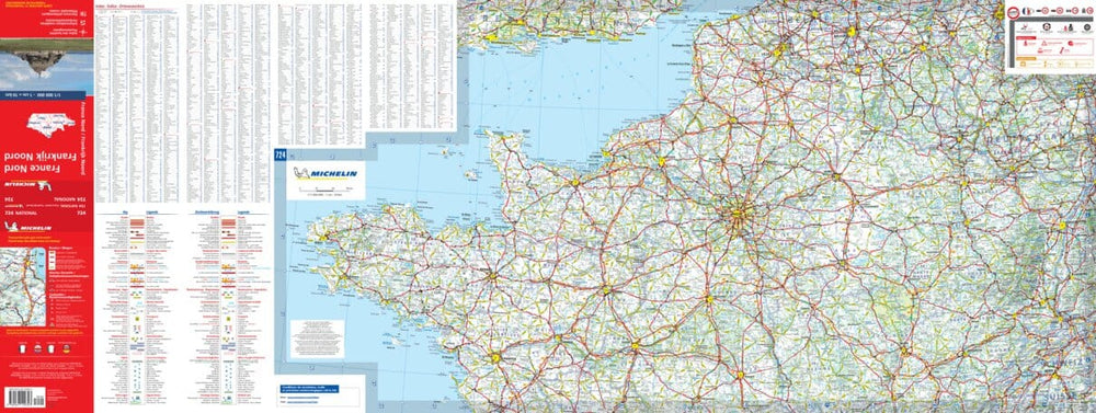 Carte routière n° 724 - France Nord - VERSION MURALE ET PLASTIFIEE | Michelin carte murale grand tube Michelin 