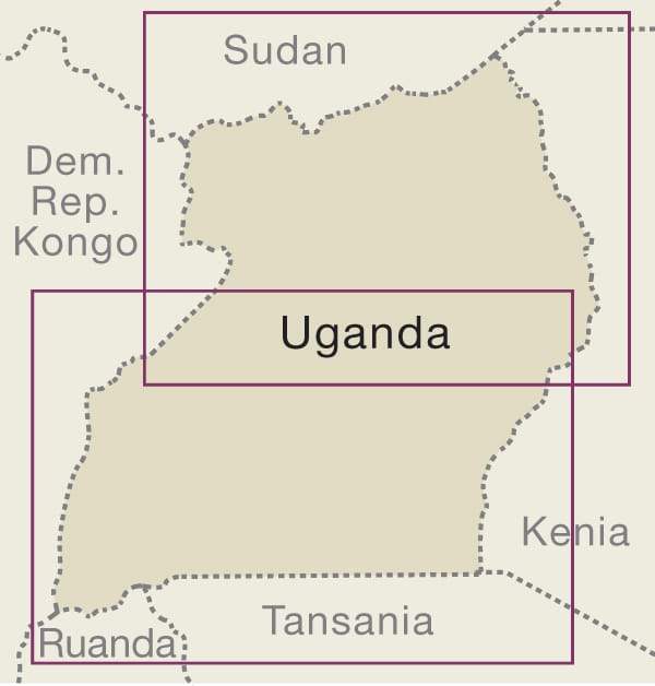 Carte routière de l'Ouganda | Reise Know How - La Compagnie des Cartes