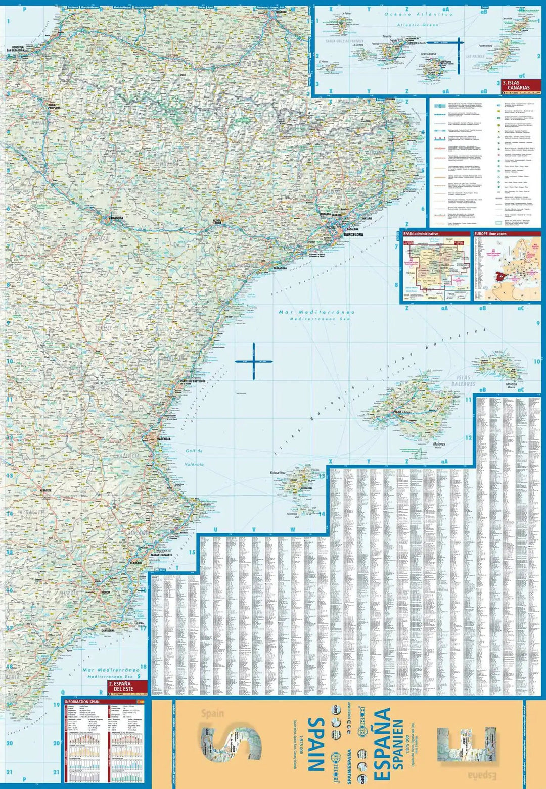 Carte routière plastifiée - Espagne | Borch Map carte pliée Borch Map 