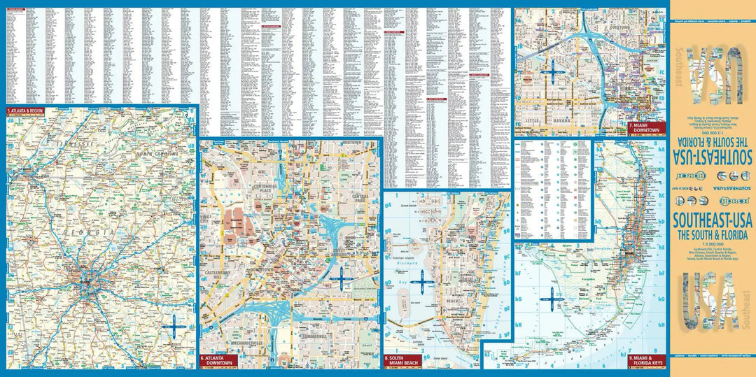 Carte routière plastifiée - USA Sud-Est | Borch Map carte pliée Borch Map 