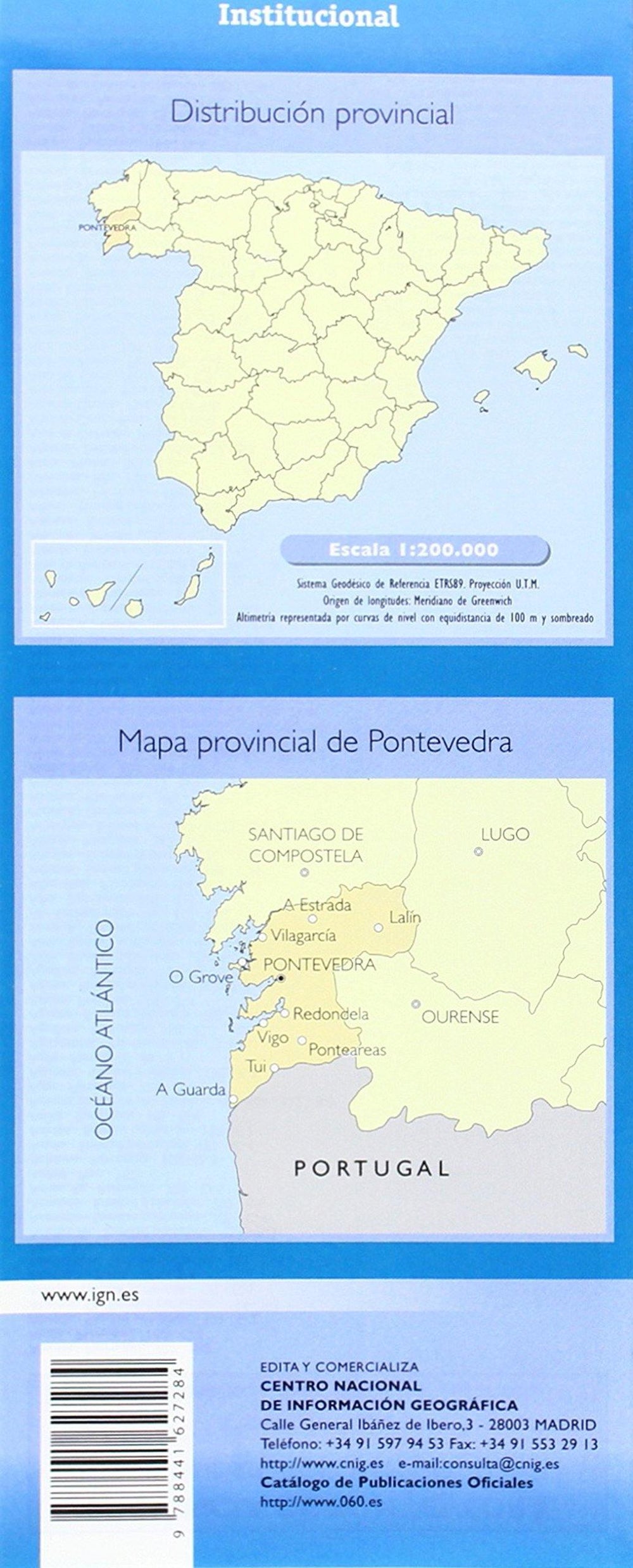 Carte routière provinciale - Pontevedra (Galice, Espagne), n° 36 | CNIG carte pliée CNIG 