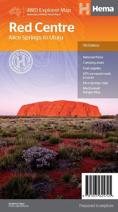 Carte routière - Red Centre (Australie), d'Alice Springs à Uluru | Hema Maps carte pliée Hema Maps 