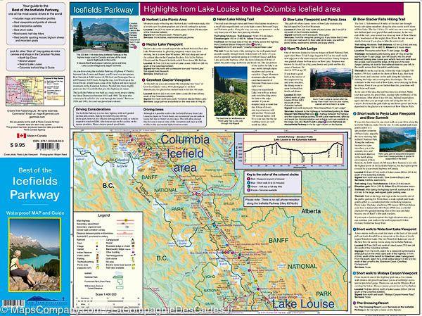 Carte routière de la Route des Glaciers (PN Banff et Jasper, Alberta) | Gem Trek - La Compagnie des Cartes
