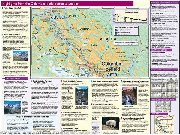 Carte routière de la Route des Glaciers (PN Banff et Jasper, Alberta) | Gem Trek - La Compagnie des Cartes