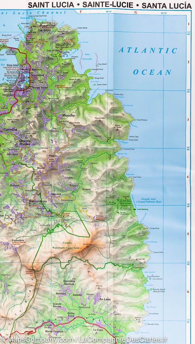 Carte routière &#8211; Sainte Lucie (Antilles) | Gizi Map - La Compagnie des Cartes