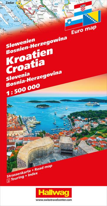 Carte routière - Slovénie, Croatie, Bosnie-Herégovine | Hallwag carte pliée Hallwag 
