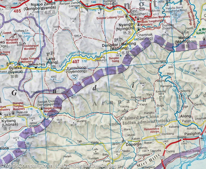 Carte routière &#8211; Tibet | Gizi Map - La Compagnie des Cartes