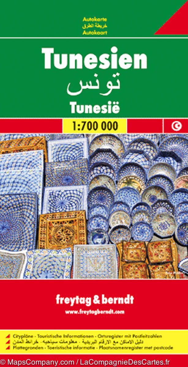 Carte routière de la Tunisie | Freytag &amp; Berndt - La Compagnie des Cartes
