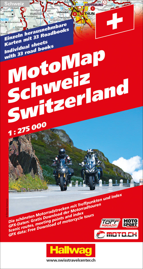 Carte spéciale motard - Suisse | Hallwag - MotoMaps carte pliée Hallwag 