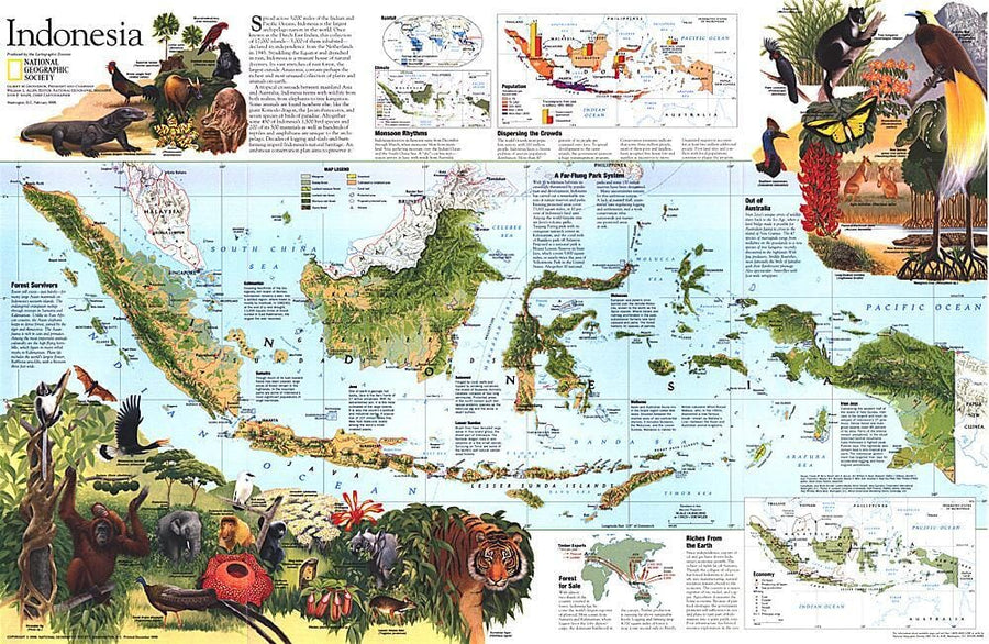 1996 Indonesia Theme Map Wall Map 