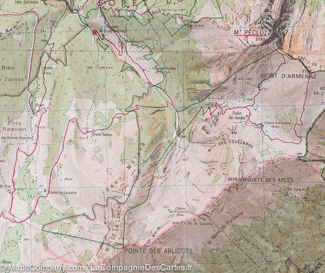 Carte TOP 25 n° 3432 OT - Massif des Bauges (Alpes) | IGN carte pliée IGN 