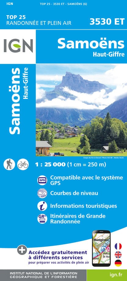 Carte TOP 25 n° 3530 ET - Samoëns & Haut-Giffre (Alpes) | IGN carte pliée IGN 