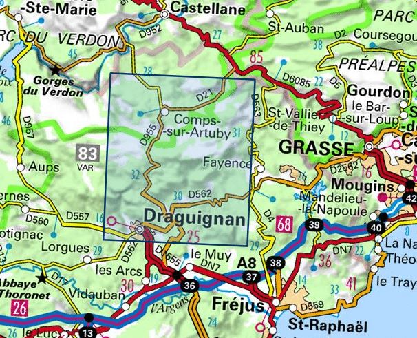 Carte TOP 25 n° 3543 OT - Draguignan | IGN carte pliée IGN 