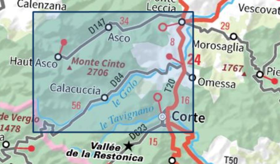Carte TOP 25 n° 4250 OT - Corte, Monte Cinto, PNR de Corse | IGN carte pliée IGN 