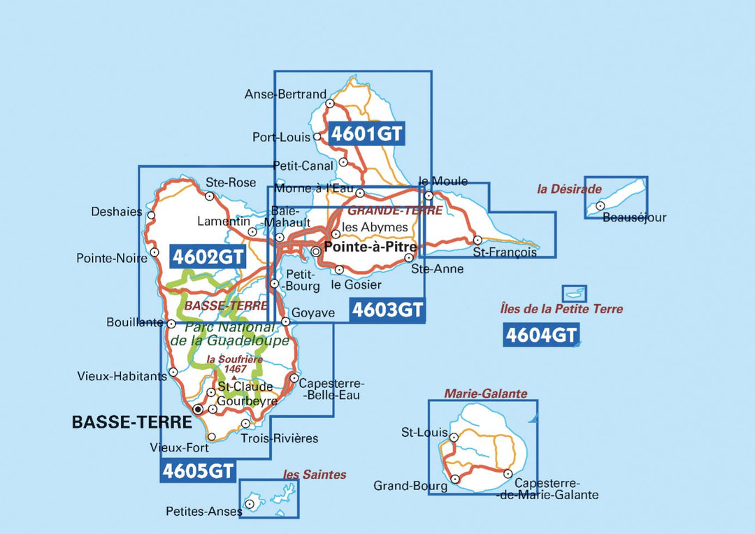 Carte TOP 25 n° 4602 GT - Nord de Basse-Terre (Guadeloupe) | IGN carte pliée IGN 