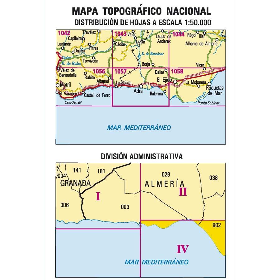 Carte topographique de l'Espagne - Adra, n° 1057.4 | CNIG - 1/25 000 carte pliée CNIG 