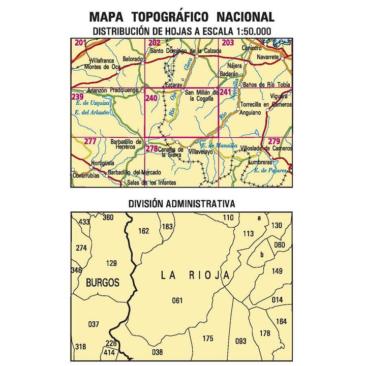 Carte topographique de l'Espagne - Ezcaray, n° 0240 | CNIG - 1/50 000 carte pliée CNIG 