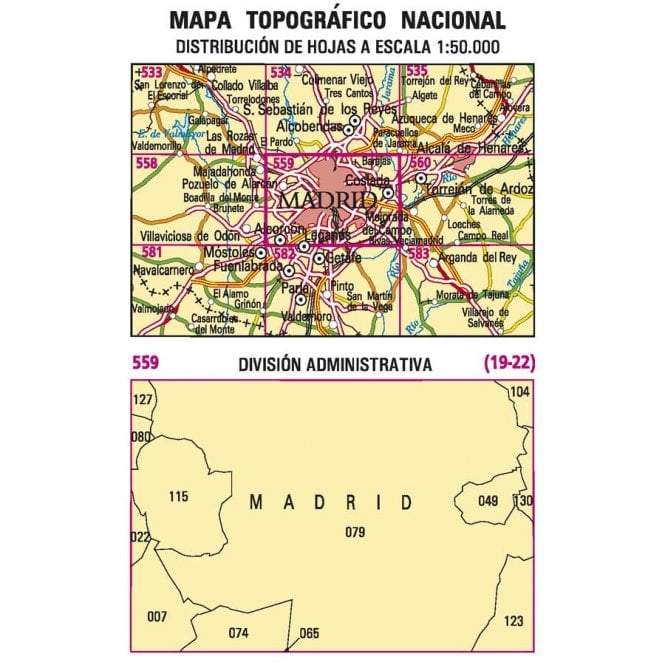 Carte topographique de l'Espagne - Madrid, n° 0559 | CNIG - 1/50 000 carte pliée CNIG 