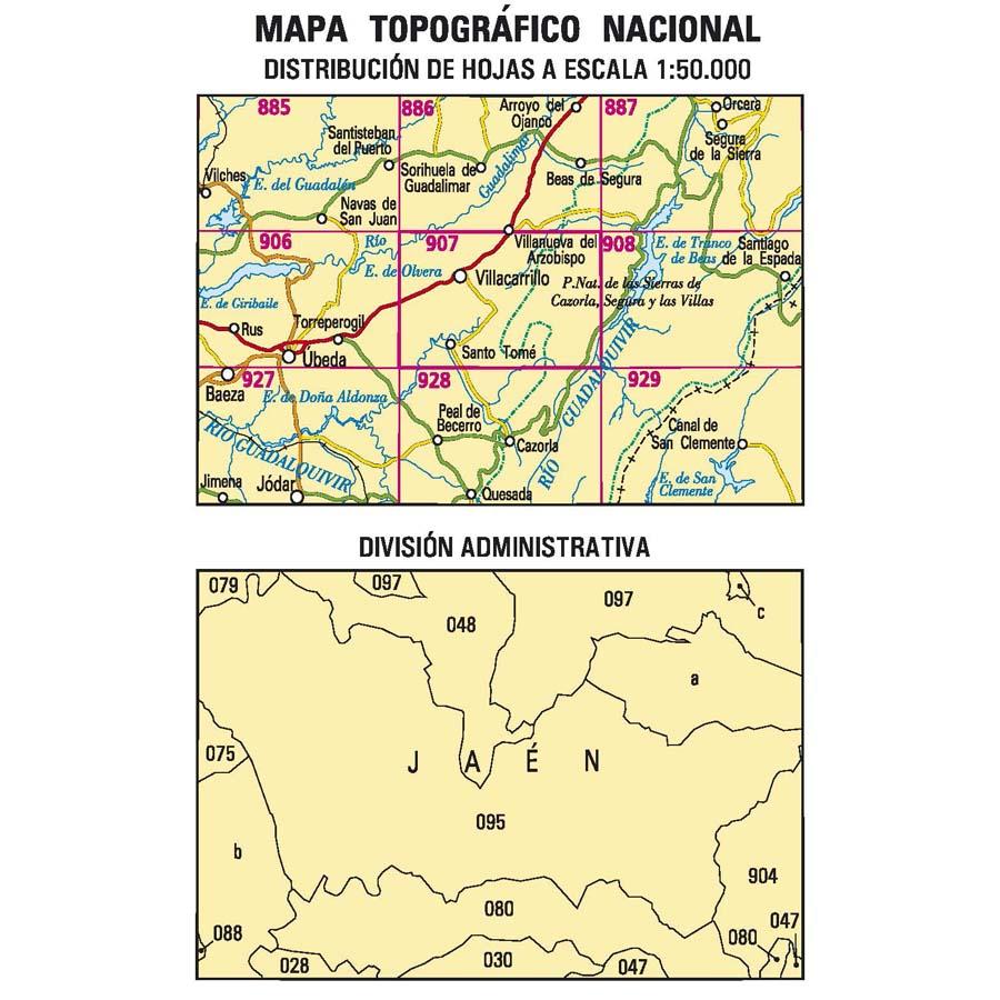 Carte topographique de l'Espagne n° 0907 - Villacarrillo | CNIG - 1/50 000 carte pliée CNIG 