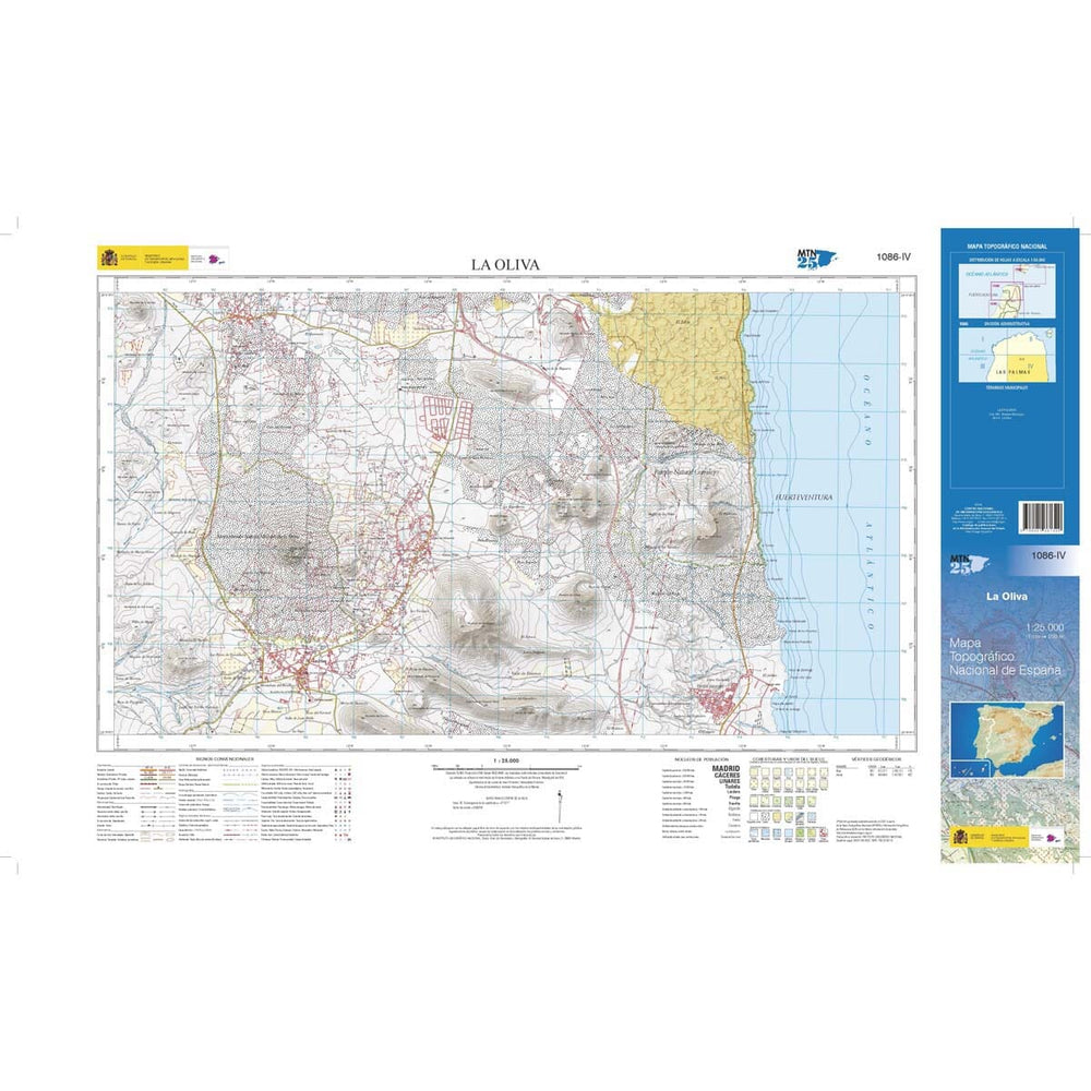Carte topographique de l'Espagne n° 1086.4 - La Oliva (Fuerteventura) | CNIG - 1/25 000 carte pliée CNIG 