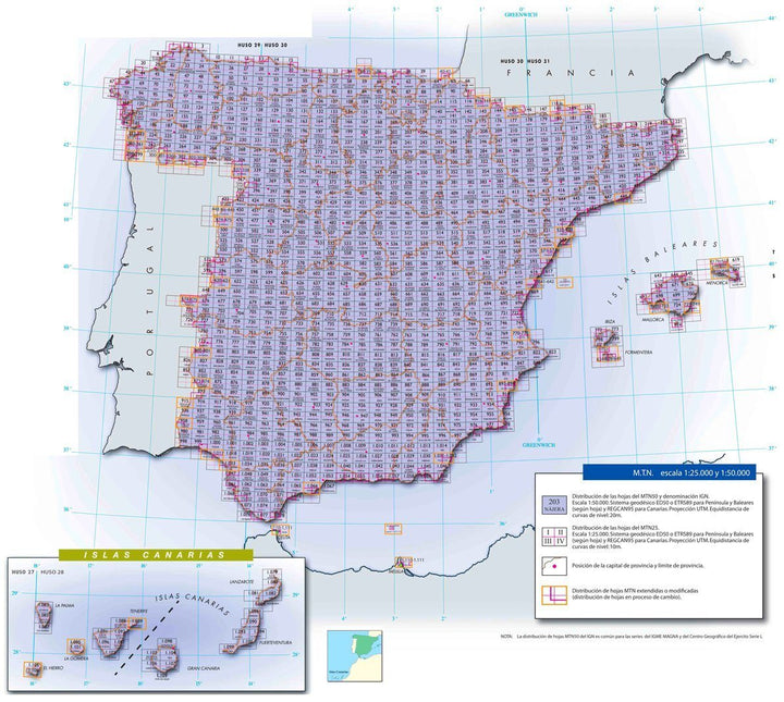 Carte topographique de l'Espagne - Playa Blanca (Lanzarote), n° 1084 | CNIG - 1/50 000 carte pliée CNIG 