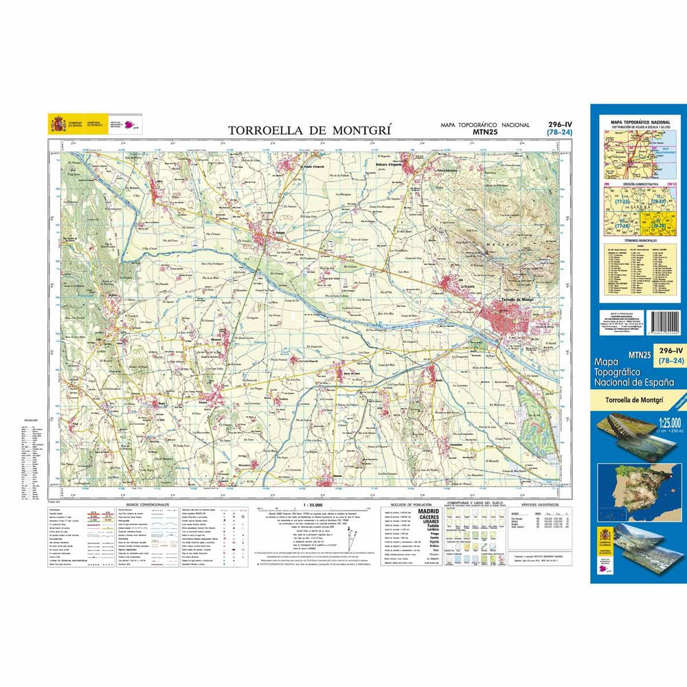 Carte topographique de l'Espagne - Torroella de Montgrí, n° 0296.4 | CNIG - 1/25 000 carte pliée CNIG 