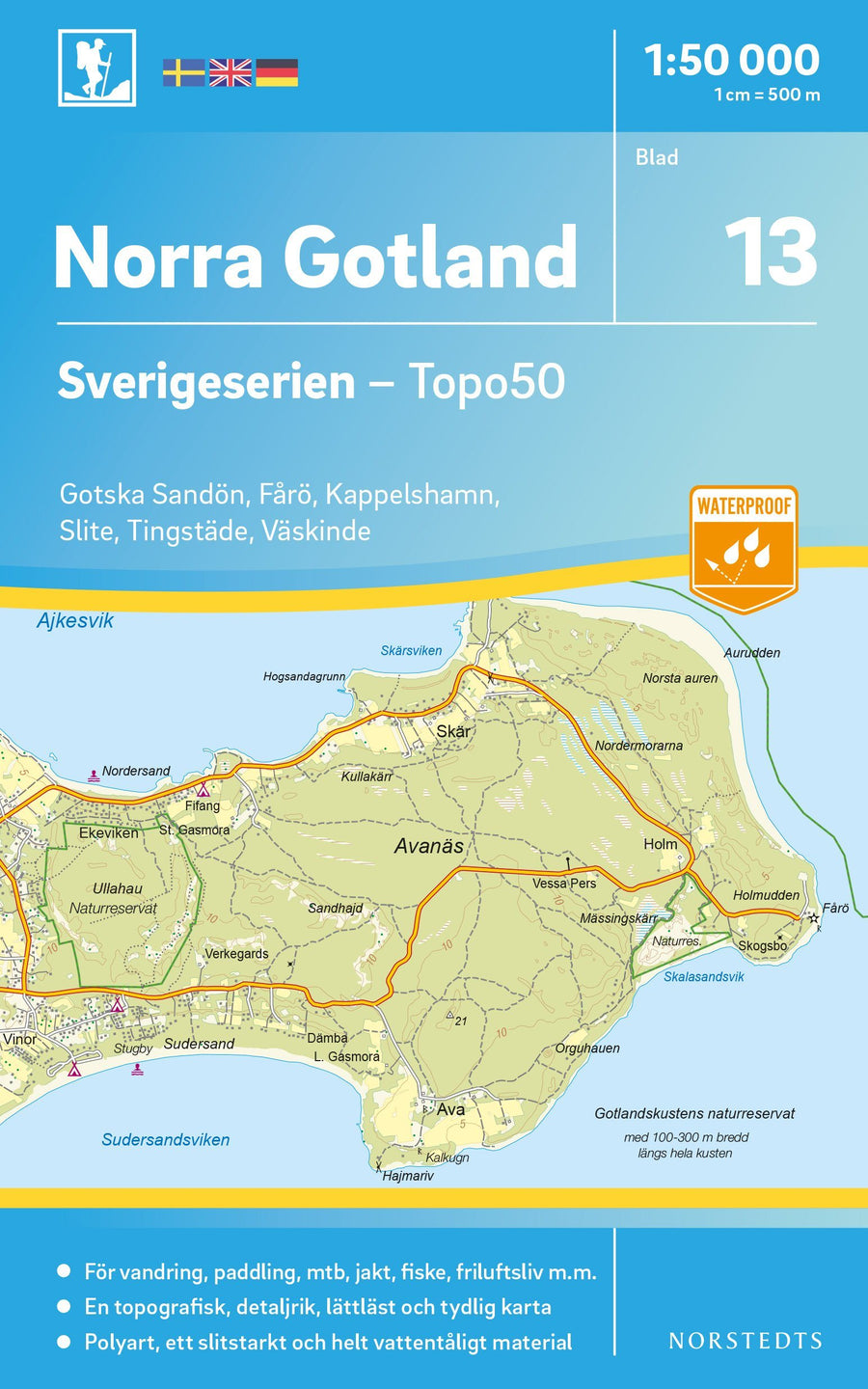 Carte topographique n° 13 - Norra Gotland (Suède) | Norstedts - Sverigeserien carte pliée Norstedts 