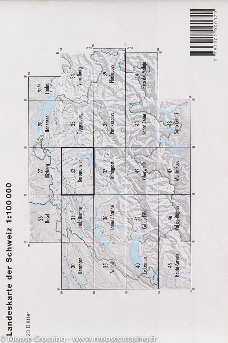 Carte topographique n° 32 - Beromünster (Suisse) | Swisstopo - 1/100 000 carte pliée Swisstopo 