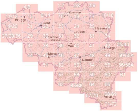 Carte topographique n° 37 - Tournai (Belgique) | NGI - 1/50 000 carte pliée IGN Belgique 