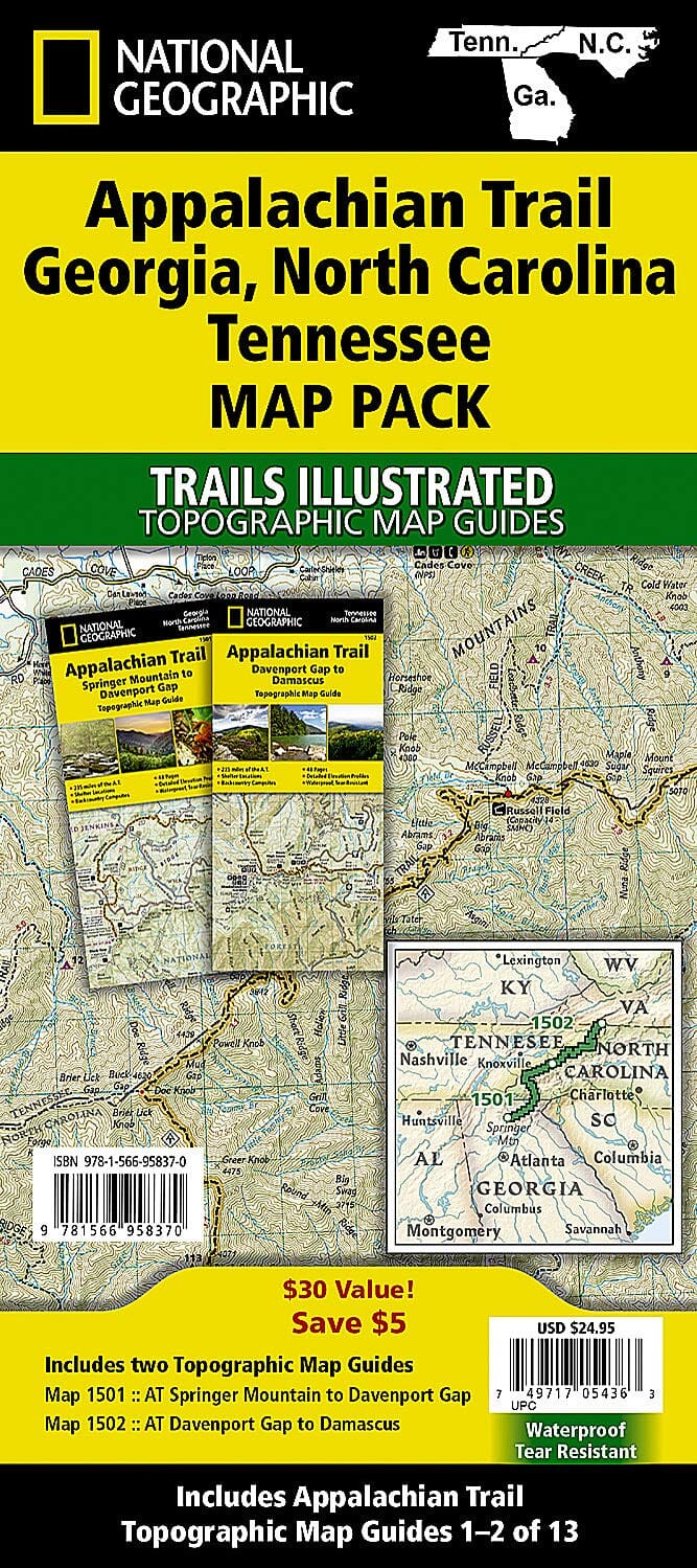 Appalachian Trail: Georgia, North Carolina, Tennessee [Map Pack Bundle] | National Geographic carte pliée 