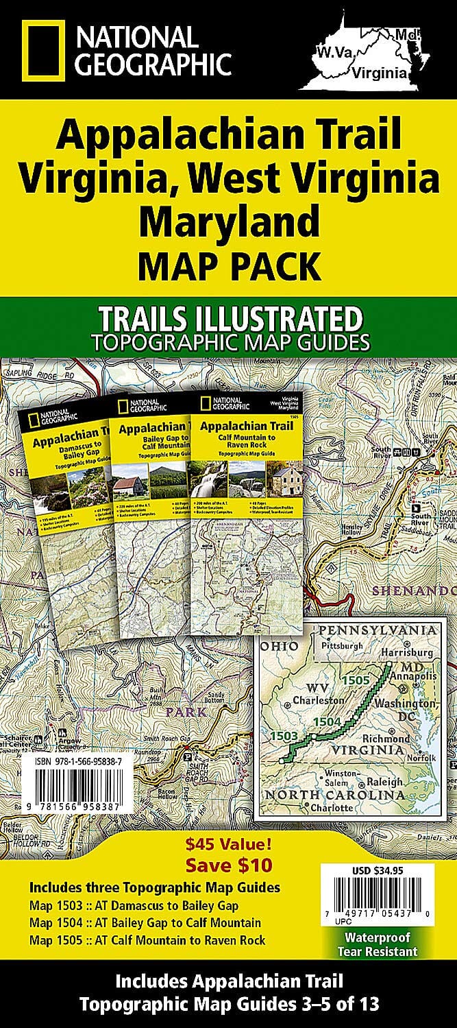 Appalachian Trail: Virginia, West Virginia, Maryland [Map Pack Bundle] | National Geographic carte pliée 