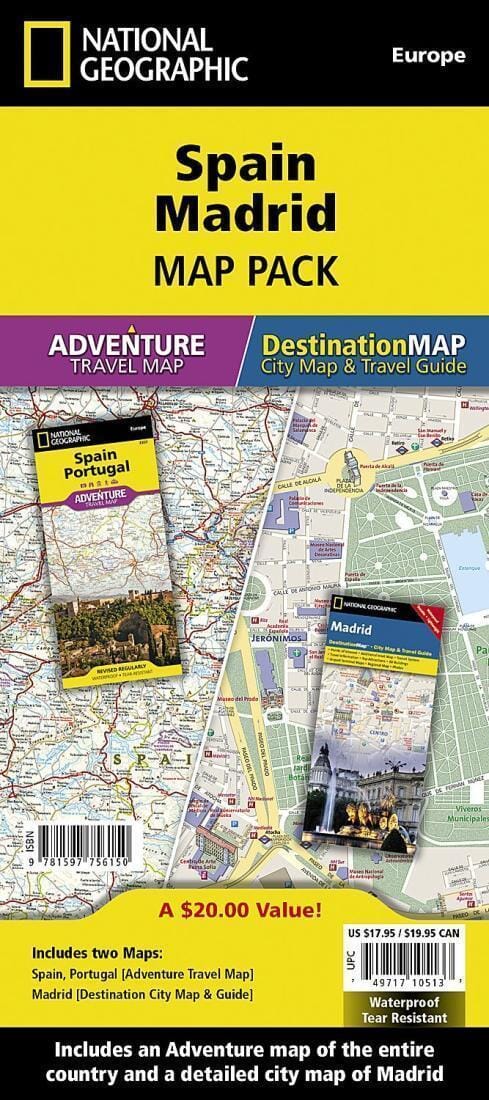 Map of Spain & Portugal and Street plan of Madrid (Pack Bundle) | National Geographic