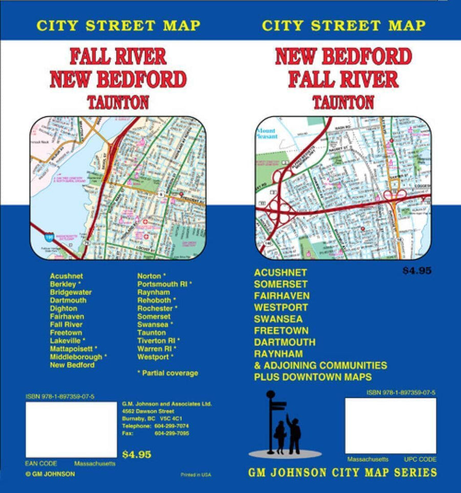 Fall River - New Bedford and Taunton - Massachusetts | GM Johnson Road Map 