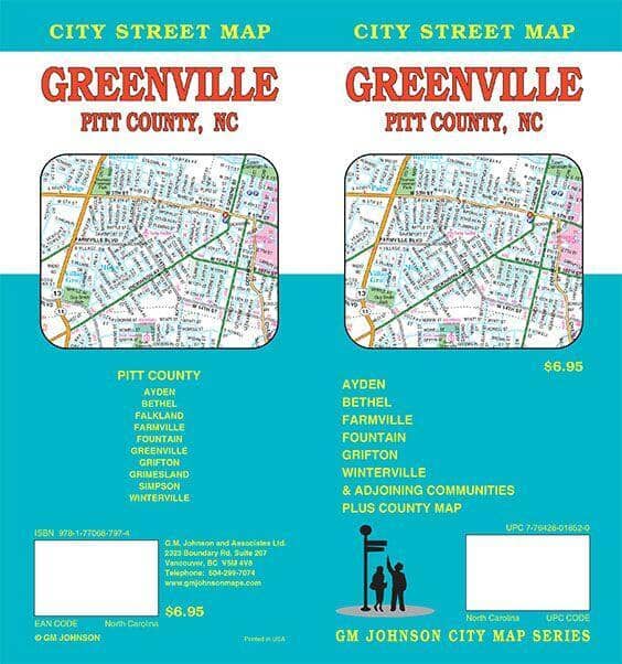 Greenville / Pitt County - North Carolina Street Map | GM Johnson Road Map 