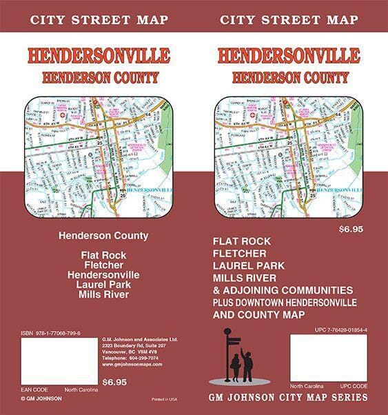 Hendersonville / Henderson County - North Carolina Street Map | GM Johnson Road Map 