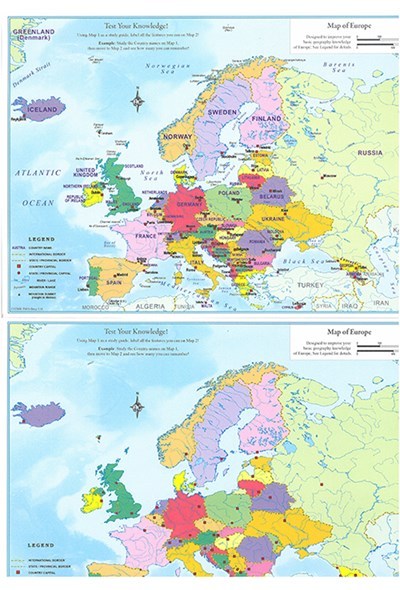 Jeu de 2 cartes éducatives (en anglais) - Europe | ITM carte pliée ITM 