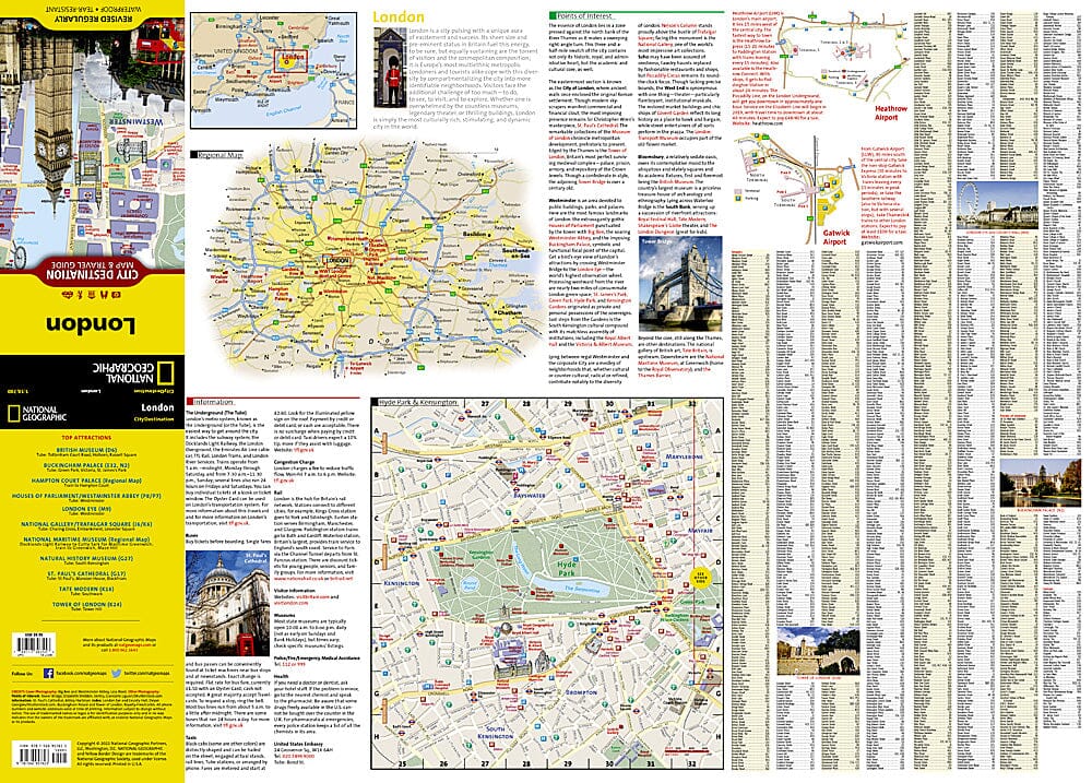 Londres - Carte de destination du Royaume-Uni | National Geographic Maps carte pliée National Geographic 