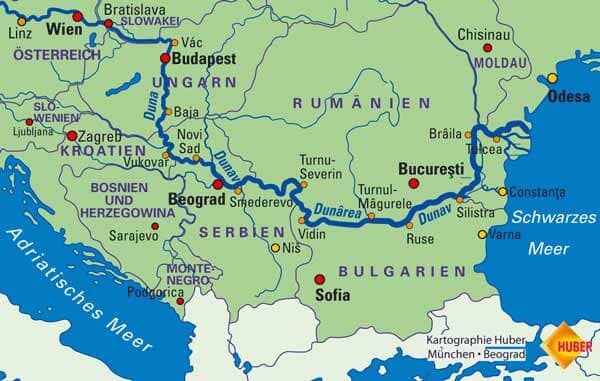 Lot de 8 cartes cyclistes - Eurovelo 6, Partie 3 : Danube, de Budapest à la Mer Noire | Huber carte pliée Huber 