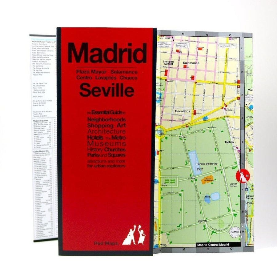 Madrid and Seville, Spain | Red Maps City Plan 