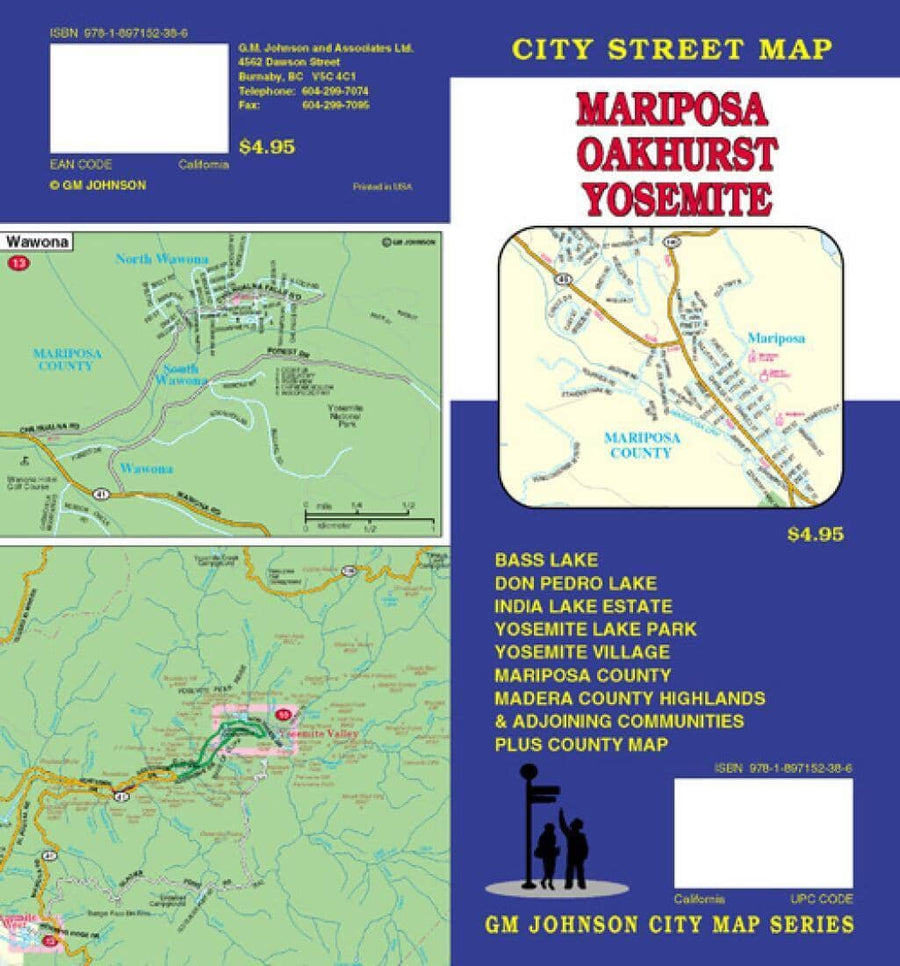 Mariposa - Oakhurst and Yosemite - California | GM Johnson Road Map 