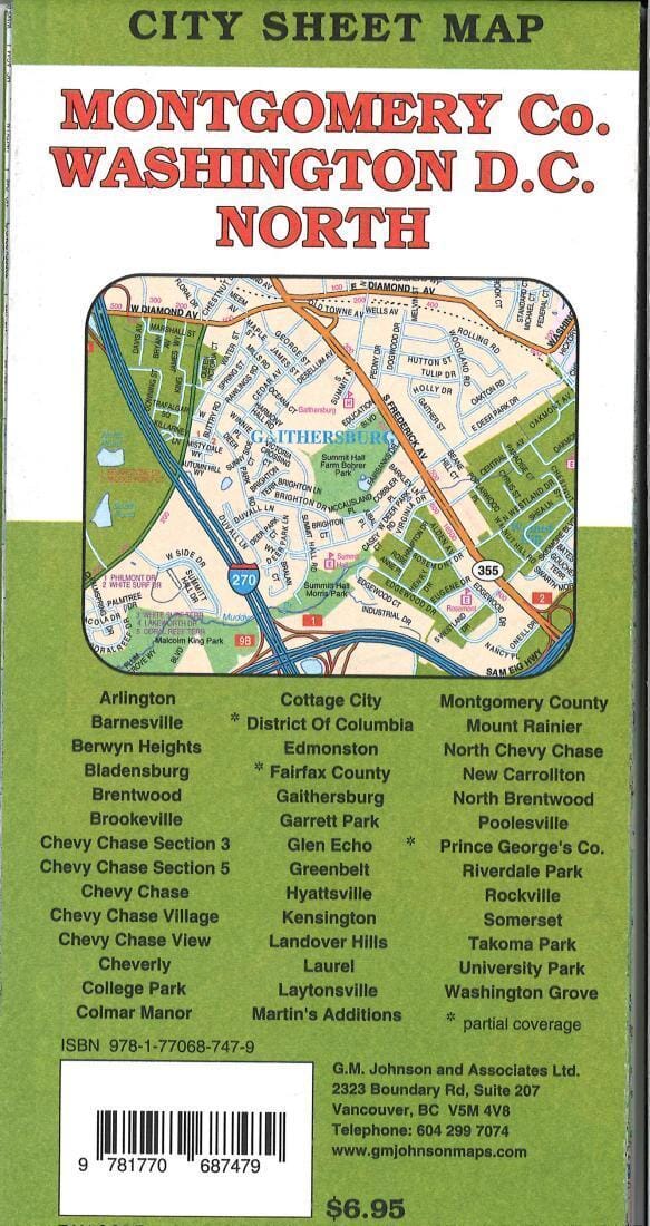 Montgomery County / Washington DC North Street Map | GM Johnson Road Map 