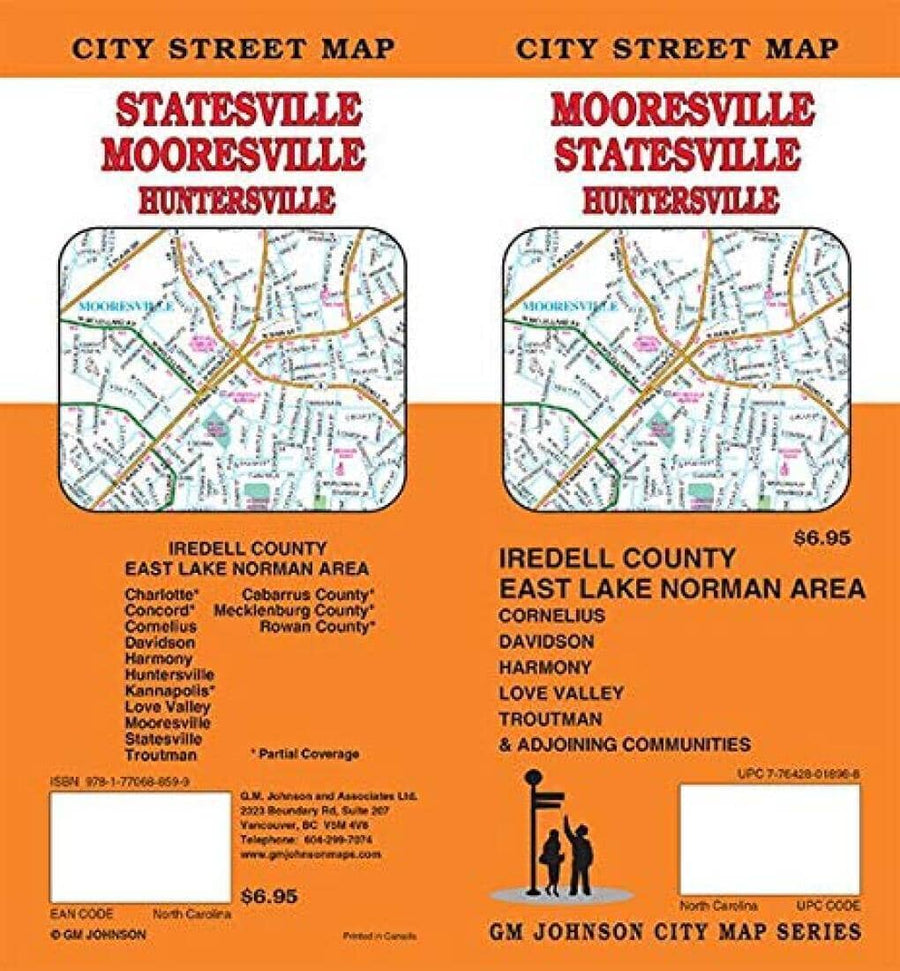 Mooresville, Statesville, Huntersville : Iredell County, North Carolina | GM Johnson Road Map 