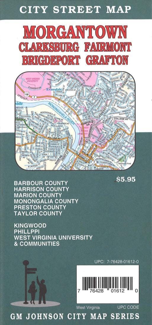Morgantown - Clarksburg - Fairmont - Bridgeport and Grafton - West Virginia | GM Johnson Road Map 