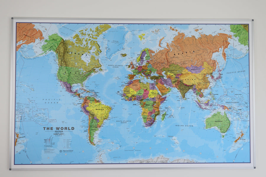 Panneau magnétique (en anglais) - Monde politique - 197 x 117 cm | Maps International panneau magnétique Maps International 