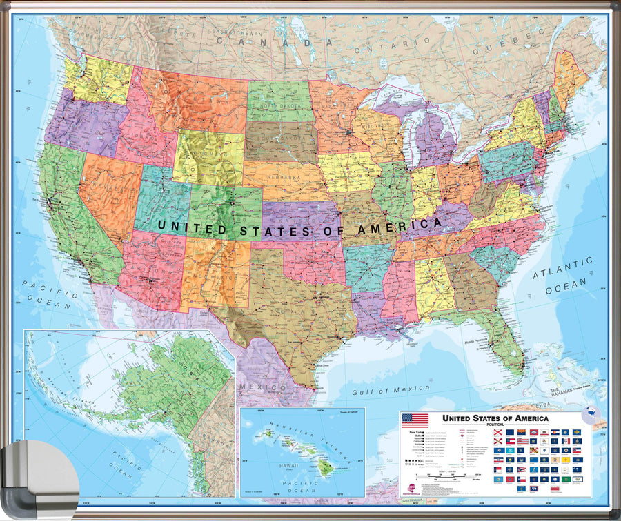 Panneau magnétique (en anglais) - USA politique - 120 x 100 cm | Maps International panneau magnétique Maps International 