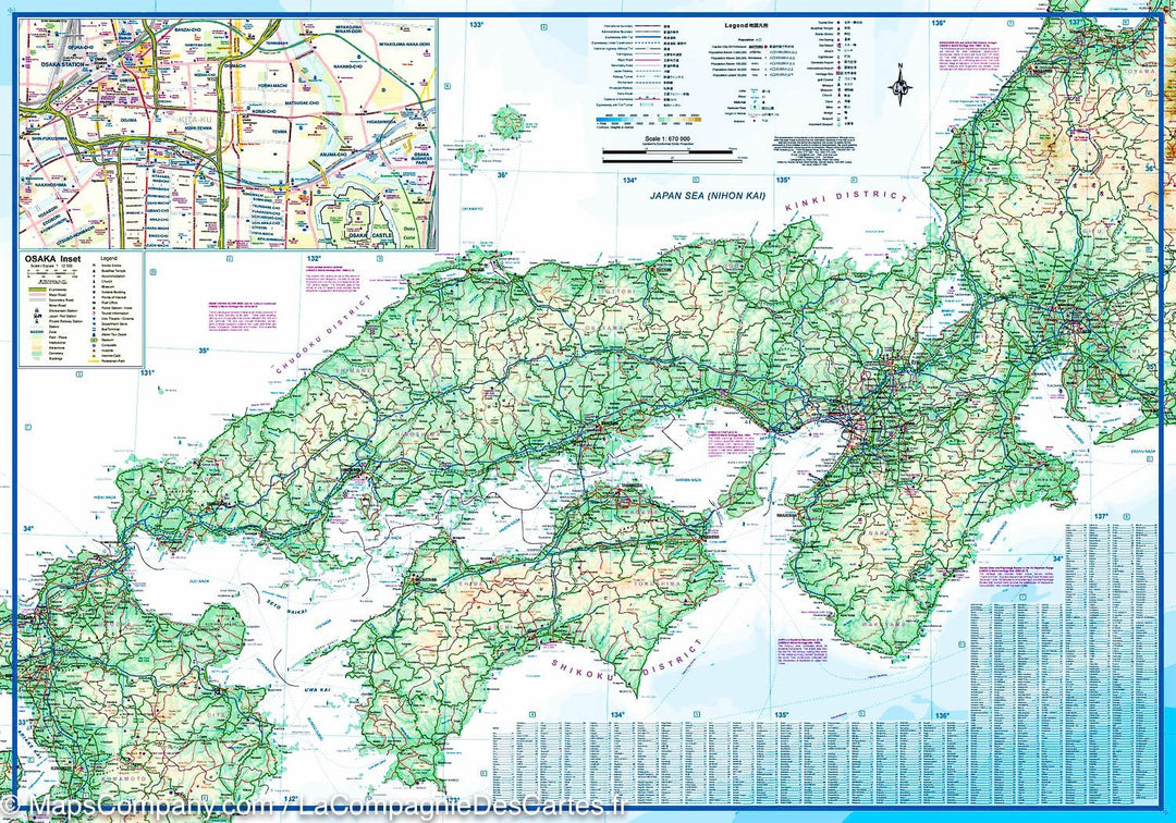 Plan de Kyoto & Carte de l'ouest du Japon | ITM carte pliée ITM 